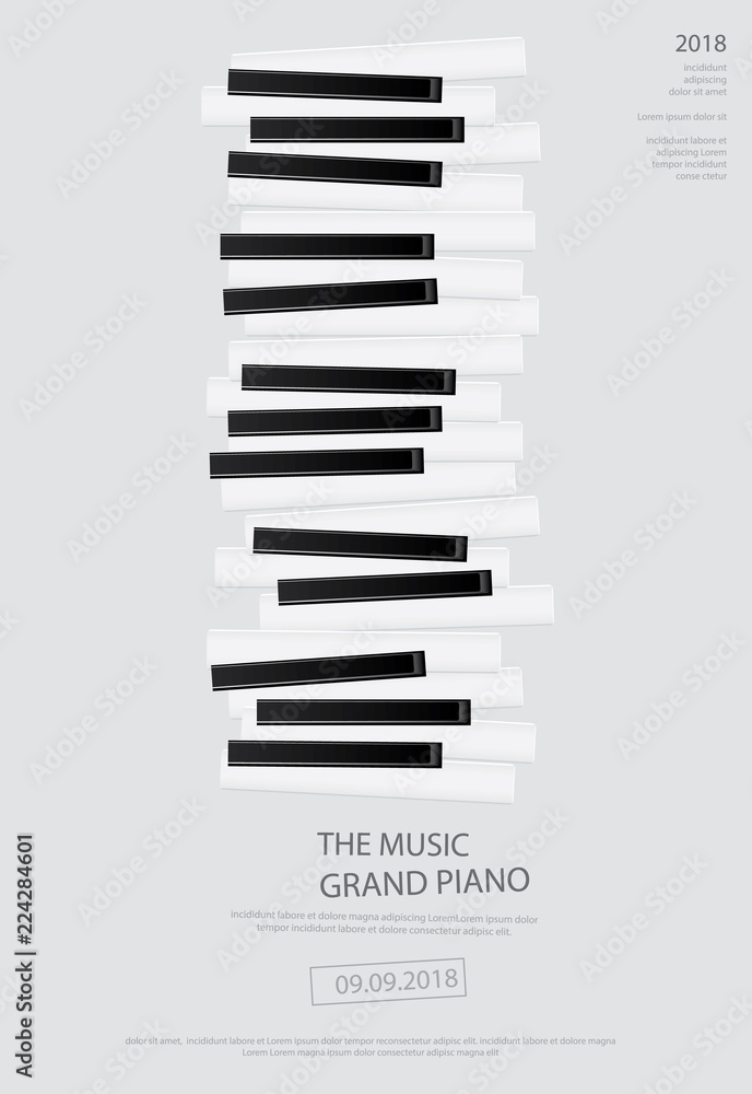 Naklejka premium Music Grand Piano Poster Background Template Vector illustration
