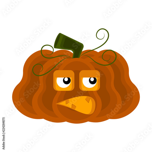 Disgusted halloween pumpkin cartoon character