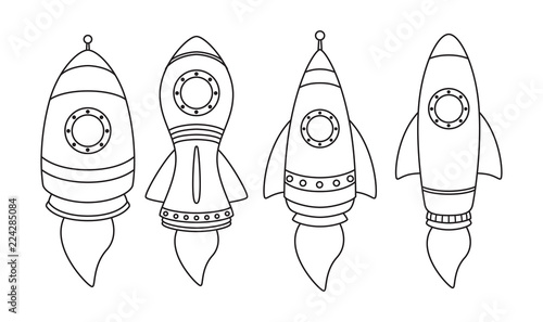 Rocket icon set isolated on white background