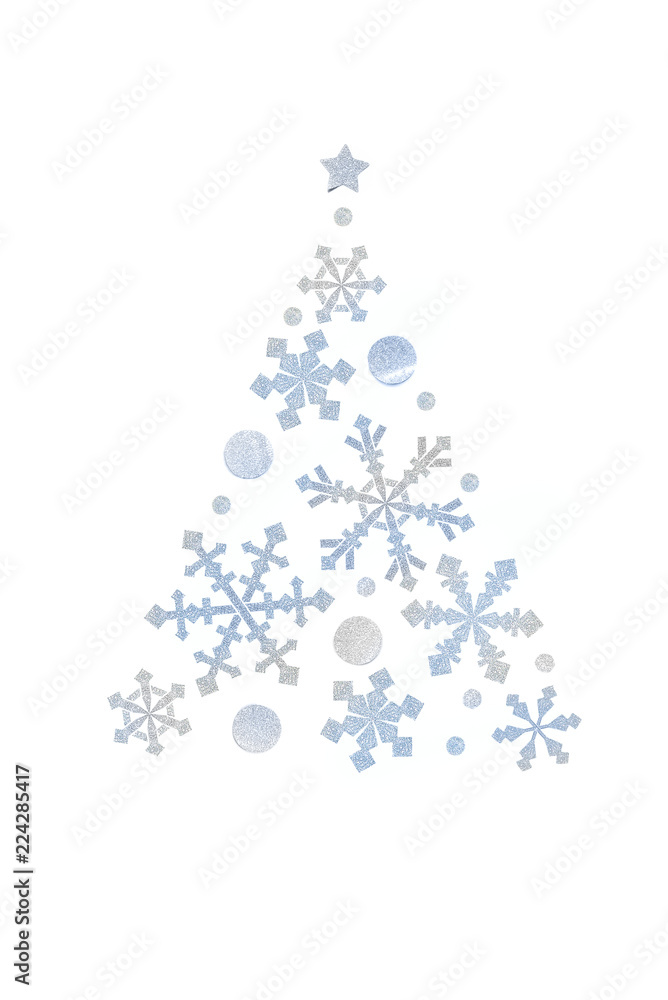 Snowflake christmas tree paper cut on white background - isolated Snowflake christmas tree paper cut on white background - isolated