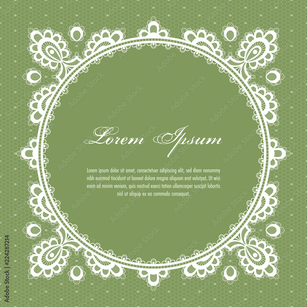 Wedding card or invitation template with a filigree lace floral pattern