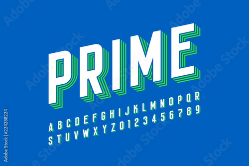 Modern font design, alphabet letters and numbers