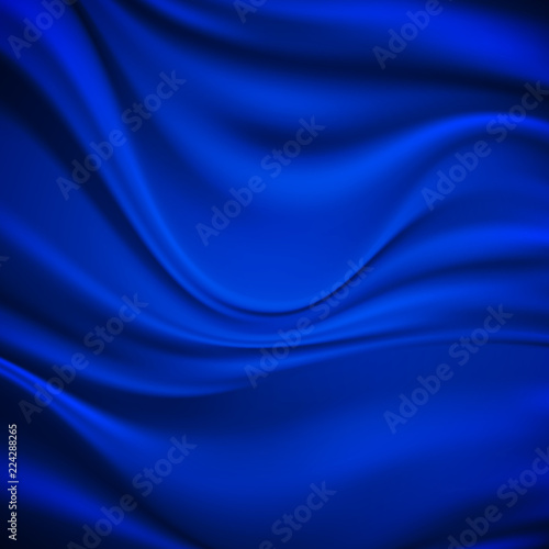 Luxury blue satin smooth fabric background for celebration, ceremony, event invitation card or advertising poster