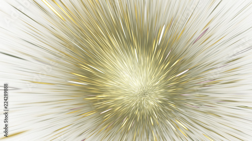 Abstract holiday background with blurred golden rays and sparkles. Fantastic light effect. Digital fractal art. 3d rendering.