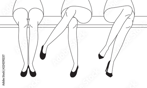 Women’s Legs With Shoes, Sitting With One's Legs Crossed, Outline, Footwear, Fashion, Objects