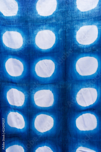 Tie batik dyeing tie batik indigo color or mauhom color on fabric background