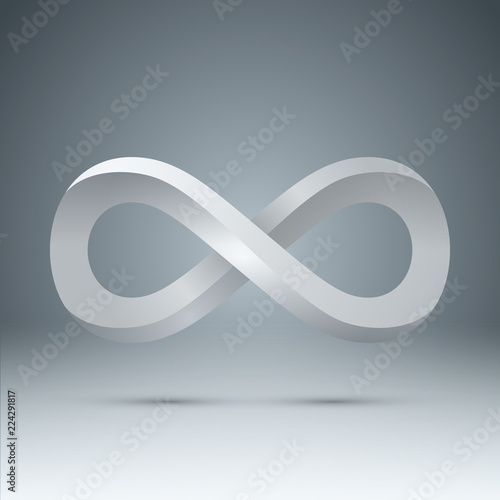 3d white Infinity - realistic icon. Vector eps 10 photo