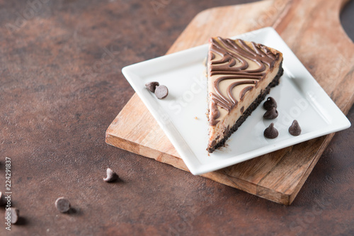 Chocolate peanut butter swirl cheesecake dessert