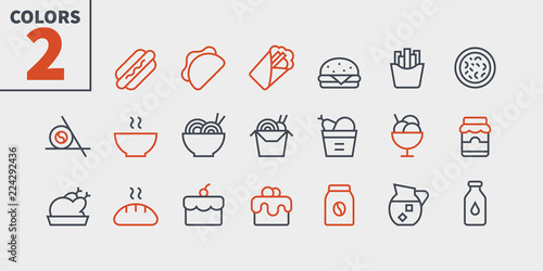 Food UI Pixel Perfect Well-crafted Vector Thin Line Icons 48x48 Ready for 24x24 Grid for Web Graphics and Apps with Editable Stroke. Simple Minimal Pictogram Part 1-3