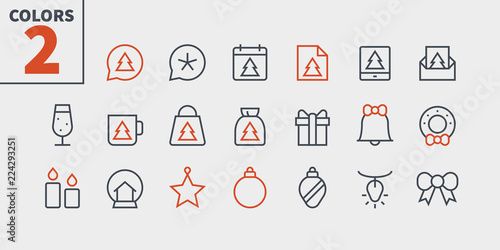 Merry Christmas Pixel Perfect icons Well-crafted Vector Thin Line Icons 48x48 Ready for 24x24 Grid for Web Graphics and Apps. Part1 Colors 2