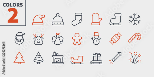 Merry Christmas Pixel Perfect icons Well-crafted Vector Thin Line Icons 48x48 Ready for 24x24 Grid for Web Graphics and Apps. Part2 Colors 2