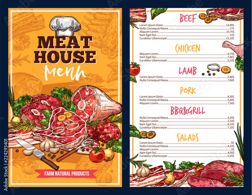 Butchery products meat house menu