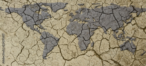 Banner Dried and Cracked Arid Earth Map Drought Concept