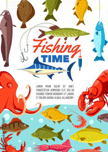 Fishing time with seam animals in water