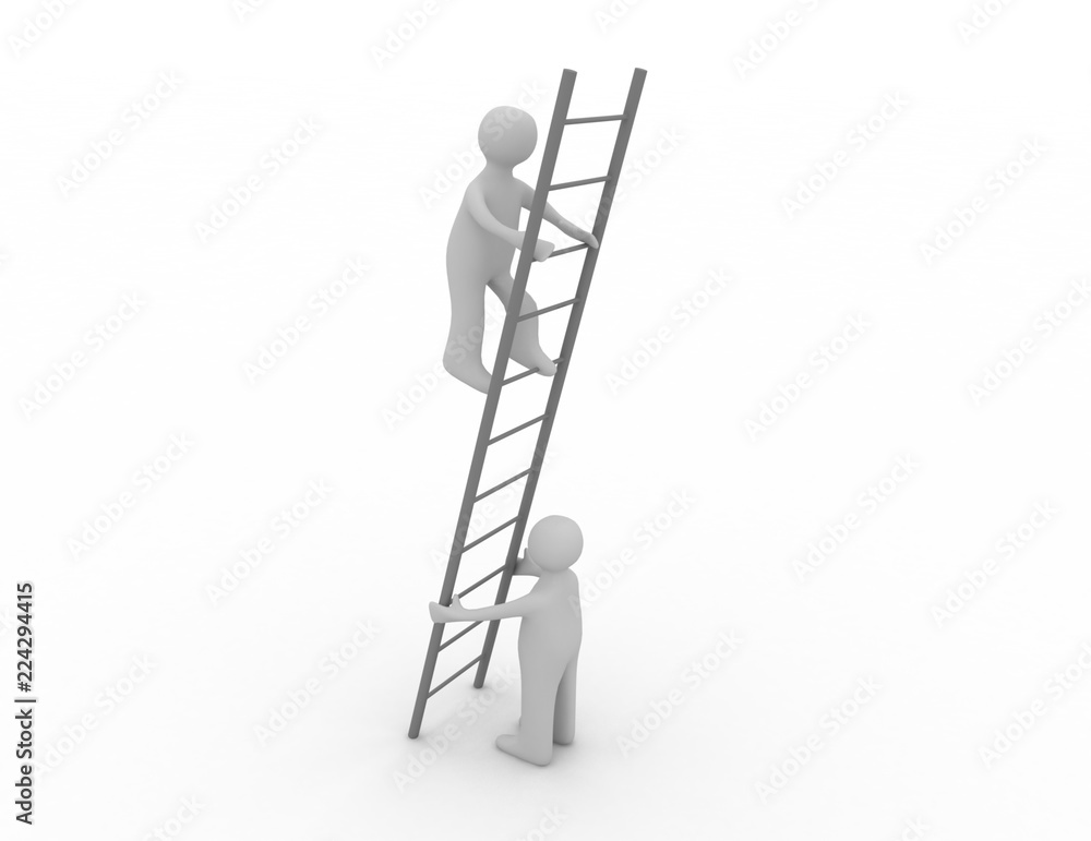 3d person is helping another to climb 3d person is helping another to climb