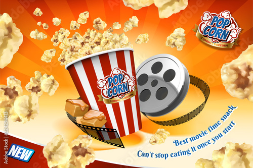 Caramel popcorn with film roll
