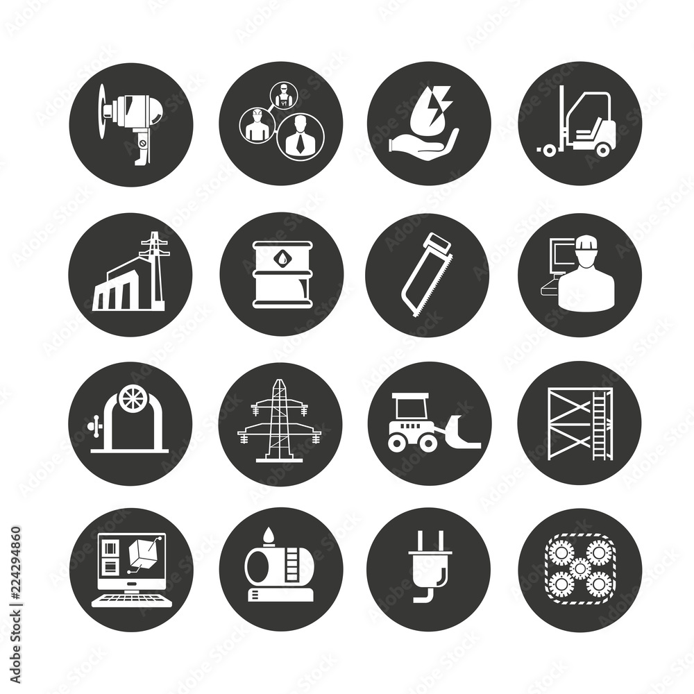 industry icon set in circle buttons industry icon set in circle buttons