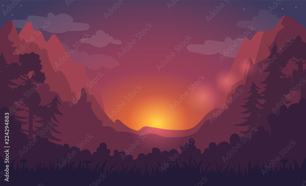 Forest background at sunset Forest background at sunset