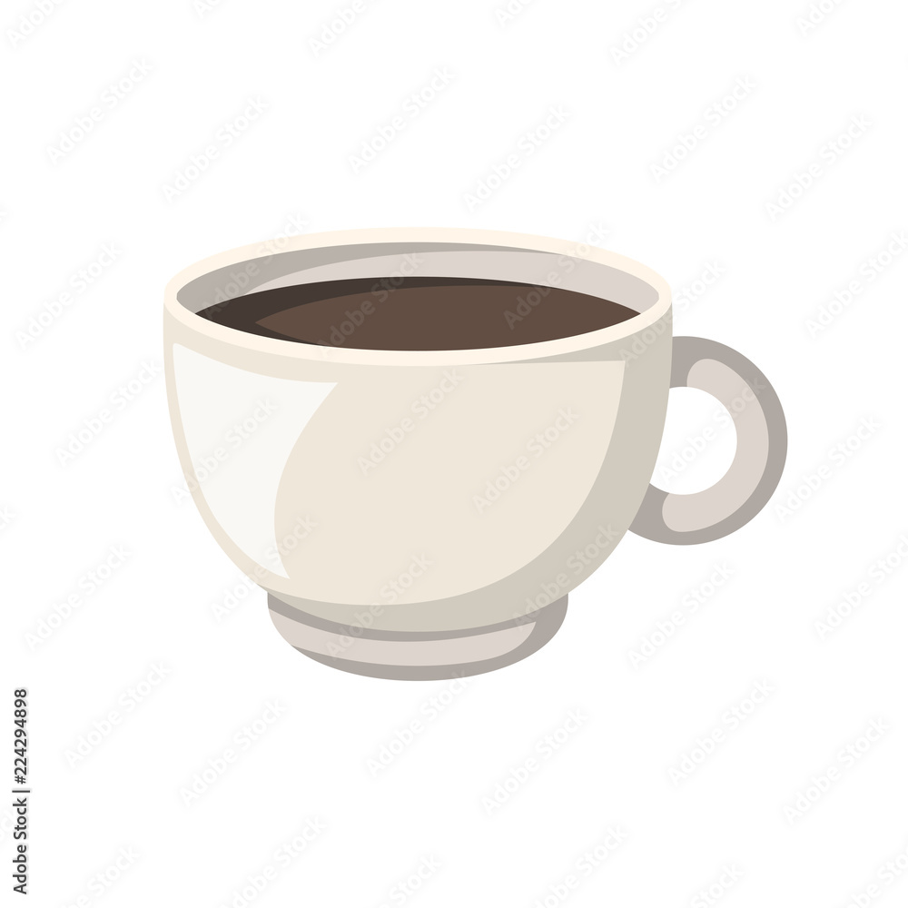 Vector cartoon illustration with isolated teacup and brown tea. Vector tea  time or ceremony icon. Isolated ceramic cup on white background. Hot warm  beverage. Traditional english drink Stock Vector | Adobe Stock