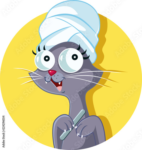 Cat Grooming Salon Logo Mascot