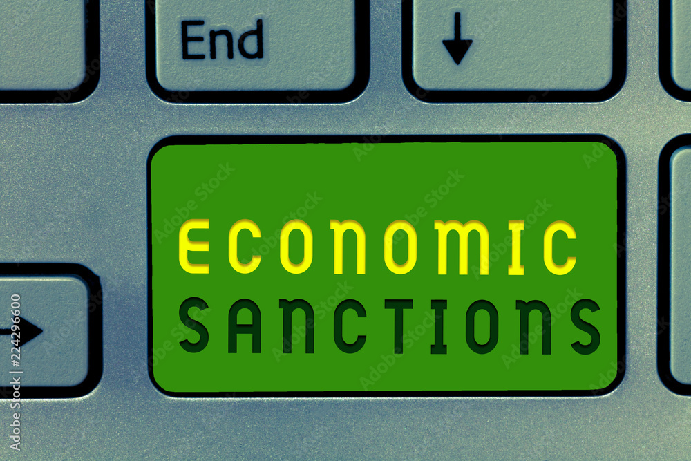 Word writing text Economic Sanctions. Business concept for Penalty Punishment levied on another country Trade war. Word writing text Economic Sanctions. Business concept for Penalty Punishment levied on another country Trade war.