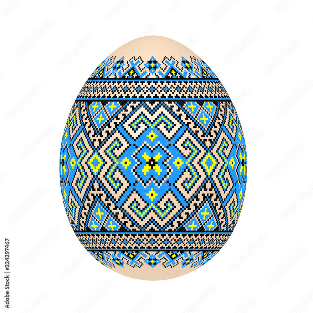 the easter egg with ukrainian cross-stitch ethnic pattern. pysanka ornament. isolated vector. the easter egg with ukrainian cross-stitch ethnic pattern. pysanka ornament. isolated vector.