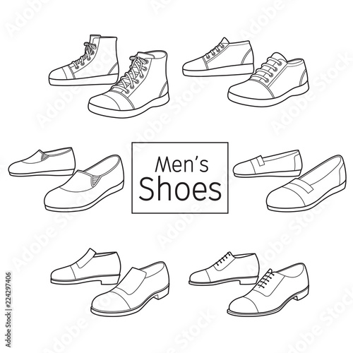 Collection Of Different Men's Shoes Pair, Outline, Footwear, Fashion, Objects