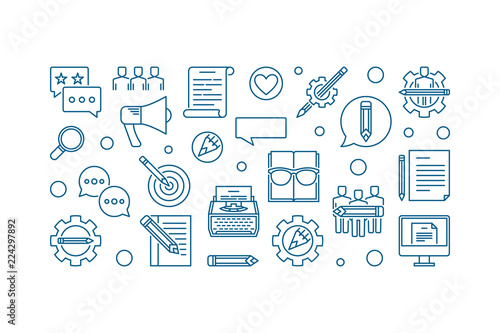 Creative writing vector concept horizontal outline banner