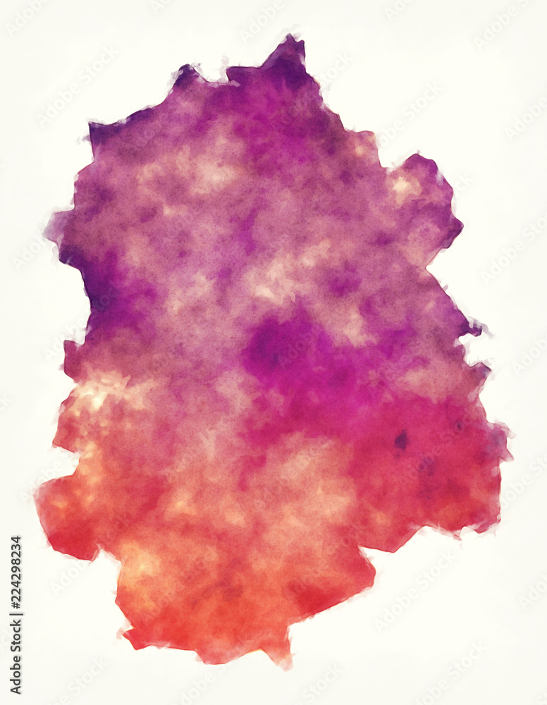 Pirkanmaa region watercolor map of Finland in front of a white background Pirkanmaa region watercolor map of Finland in front of a white background