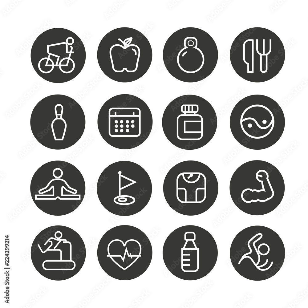 Fototapeta premium fitness icon set in circle button
