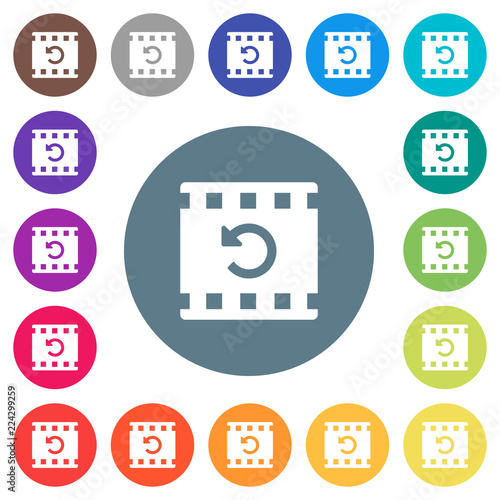 Undo movie changes flat white icons on round color backgrounds