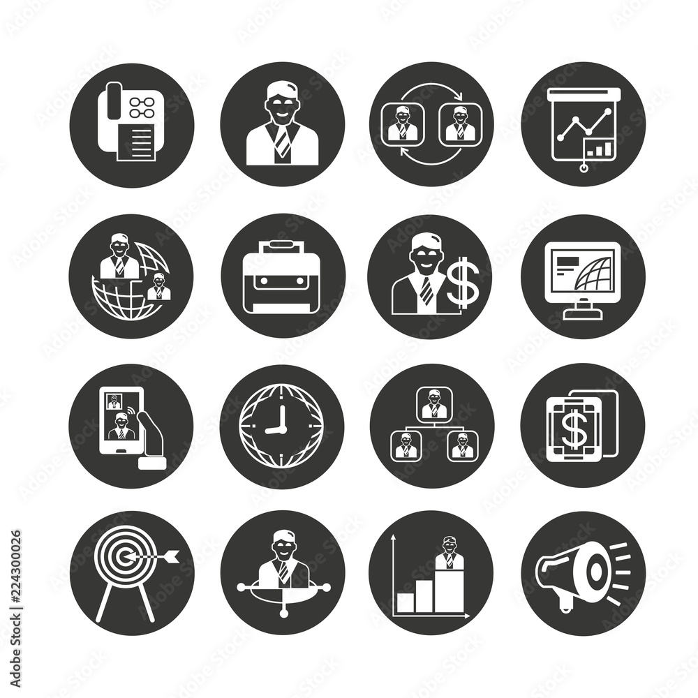 Fototapeta premium office icon set in circle button