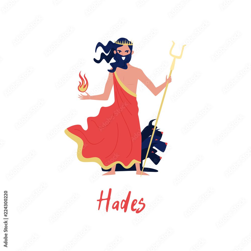 Hades Olympian Greek God, ancient Greece myths cartoon character vector  Illustration on a white background Stock Vector | Adobe Stock