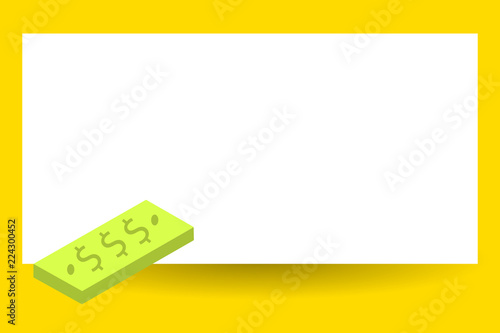 Flat design business Vector Illustration Empty template esp isolated Minimalist graphic layout template for advertising. Unit of Currency Dollar Sign on Rectangular Bar Marketing Paper Money Bill