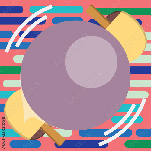 Flat design business Vector Illustration concept template copy space text for Ad website esp isolated 3d isometric. Table Tennis Racket Hit the Moving Spinning pingpong Ball closeup view