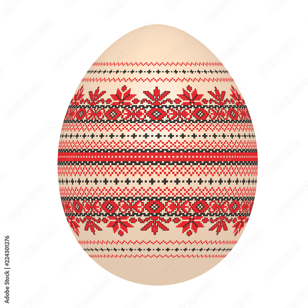 the easter egg with ukrainian cross-stitch ethnic pattern. pysanka ornament. isolated vector. the easter egg with ukrainian cross-stitch ethnic pattern. pysanka ornament. isolated vector.