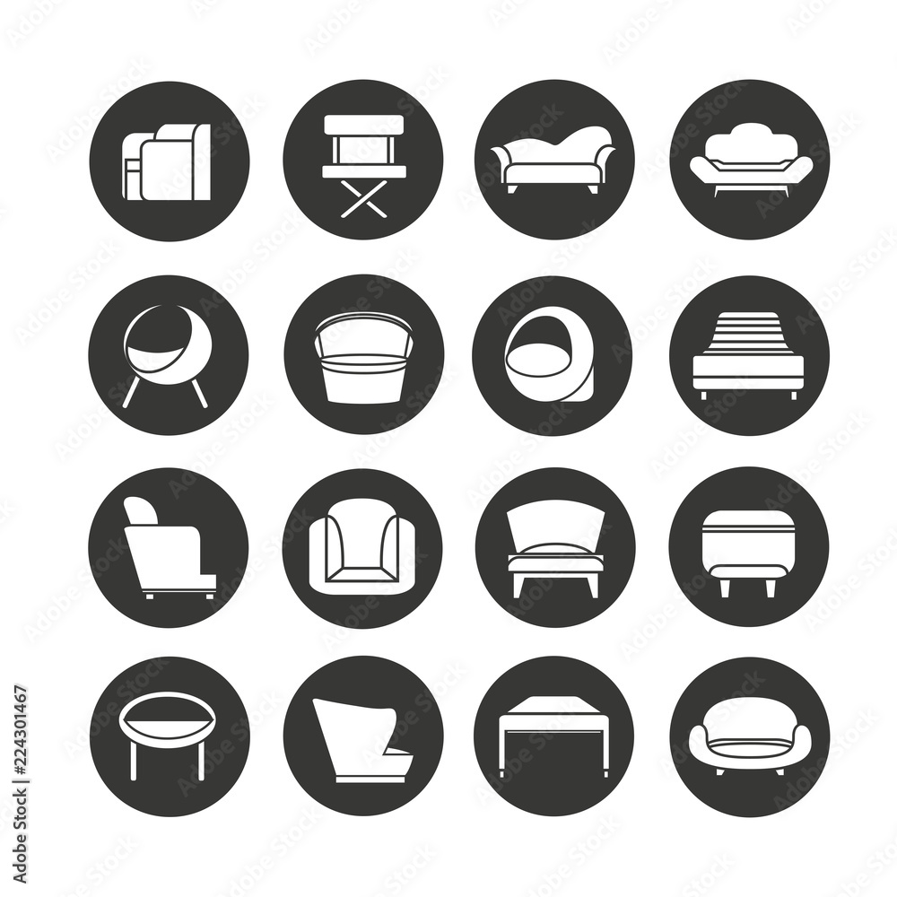 sofa icons in circle buttons sofa icons in circle buttons