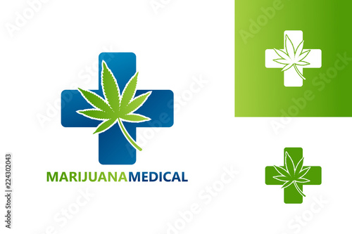 Marijuana Medical Logo Template Design Vector, Emblem, Design Concept, Creative Symbol, Icon
