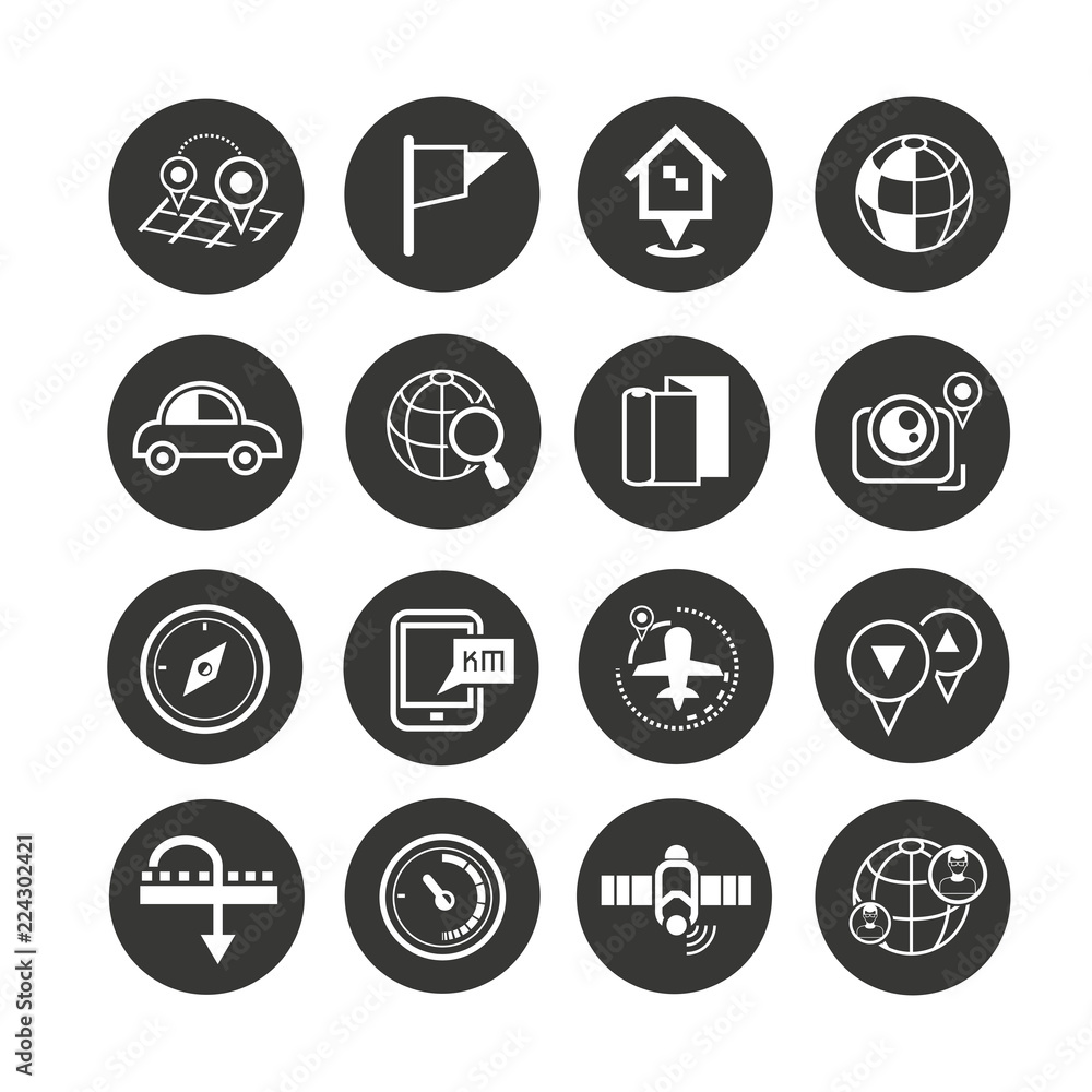 map and navigation icon set in circle button map and navigation icon set in circle button