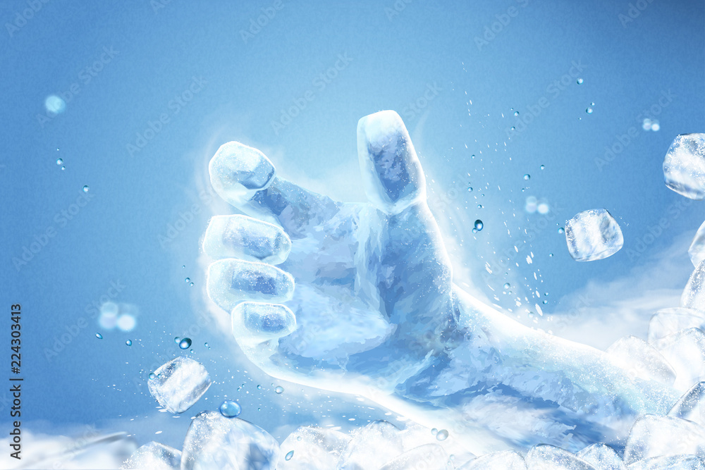 Ice grabbing hand special effect - obrazy, fototapety, plakaty 