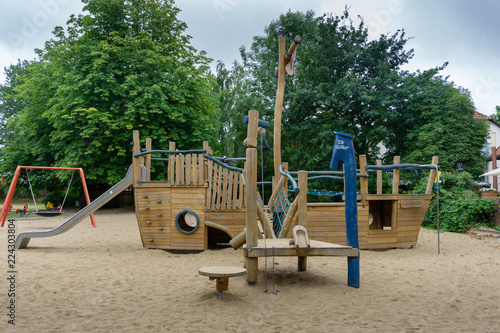 big wooden ship on a child playground