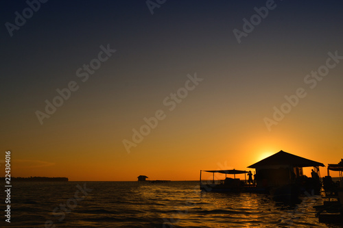Sunset at floating house