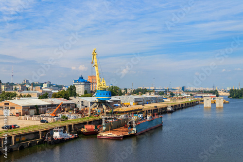 River cargo port in Kiev  Ukraine