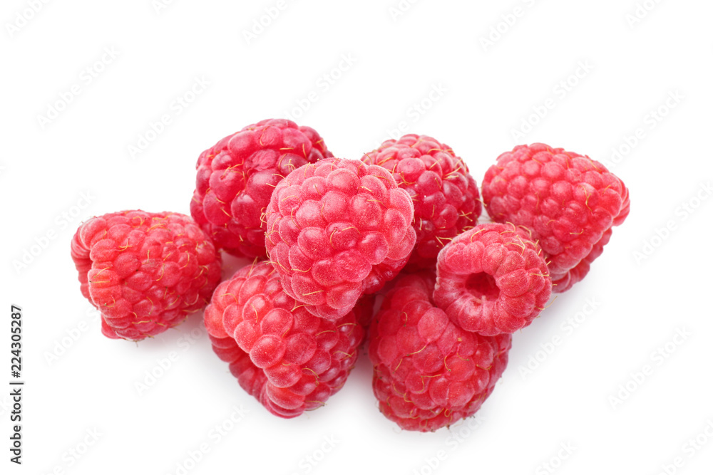 Delicious fresh ripe raspberries on white background Delicious fresh ripe raspberries on white background