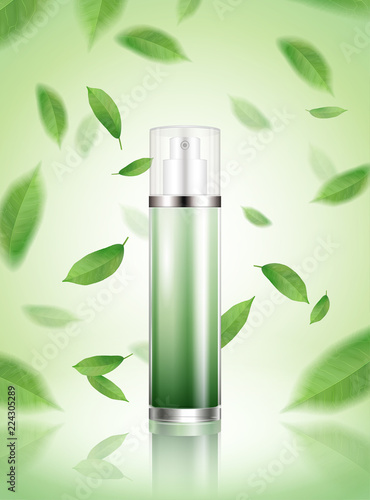 Green tea spray toner mockup