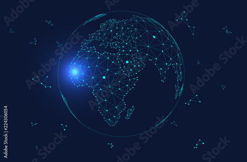 point and line composed world map,representing the global,Global network connection,international meaning.	