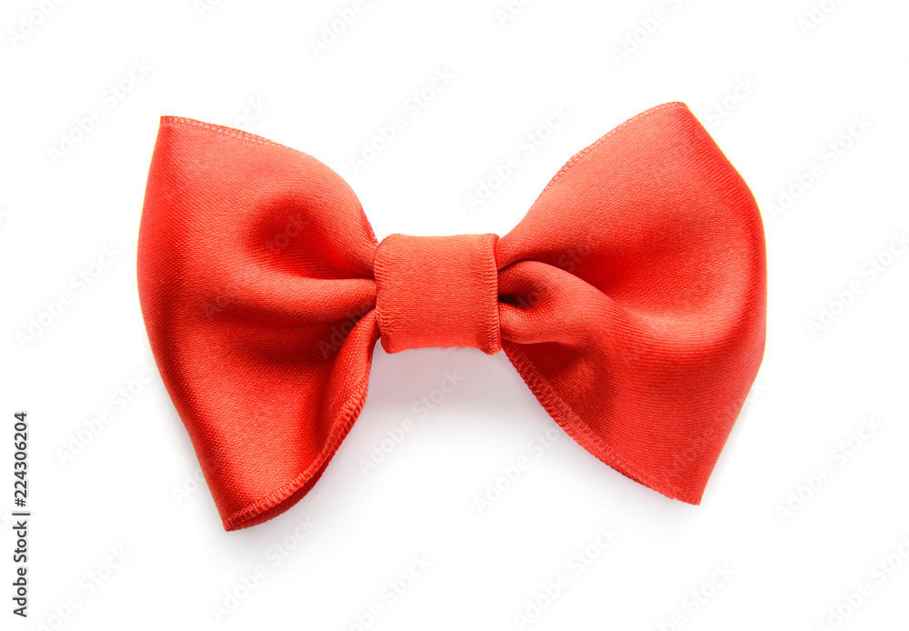 Beautiful bow made from red ribbon on white background Beautiful bow made from red ribbon on white background