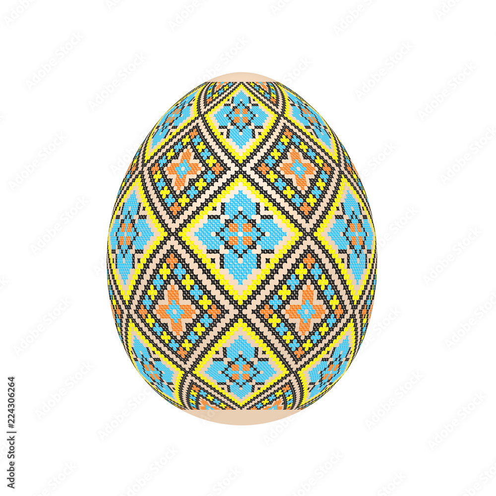 the easter egg with ukrainian cross-stitch ethnic pattern. pysanka ornament. isolated vector. the easter egg with ukrainian cross-stitch ethnic pattern. pysanka ornament. isolated vector.