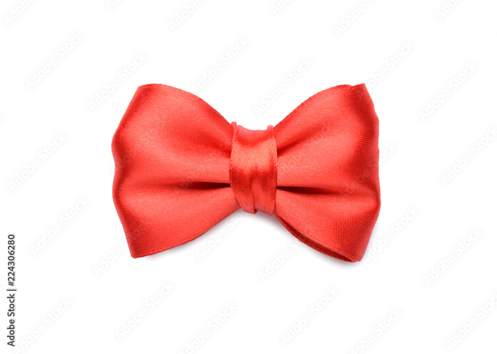 Beautiful bow from red ribbon on white background Beautiful bow from red ribbon on white background
