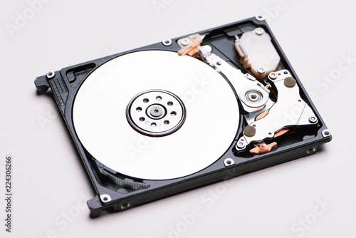 A hard disk drive isolated on white background. photo